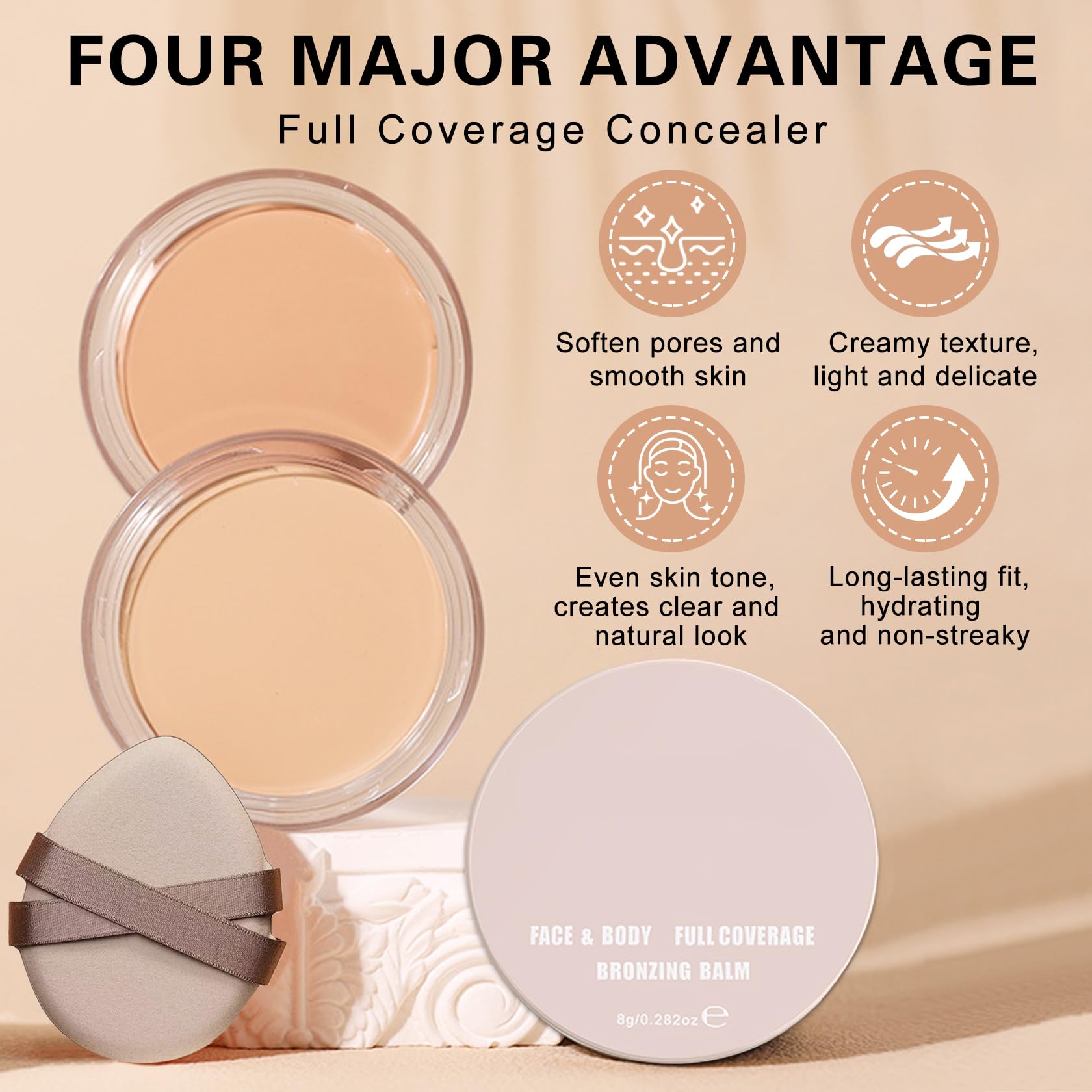 LZXLUKGIR included sponge helps blend concealer smoothly