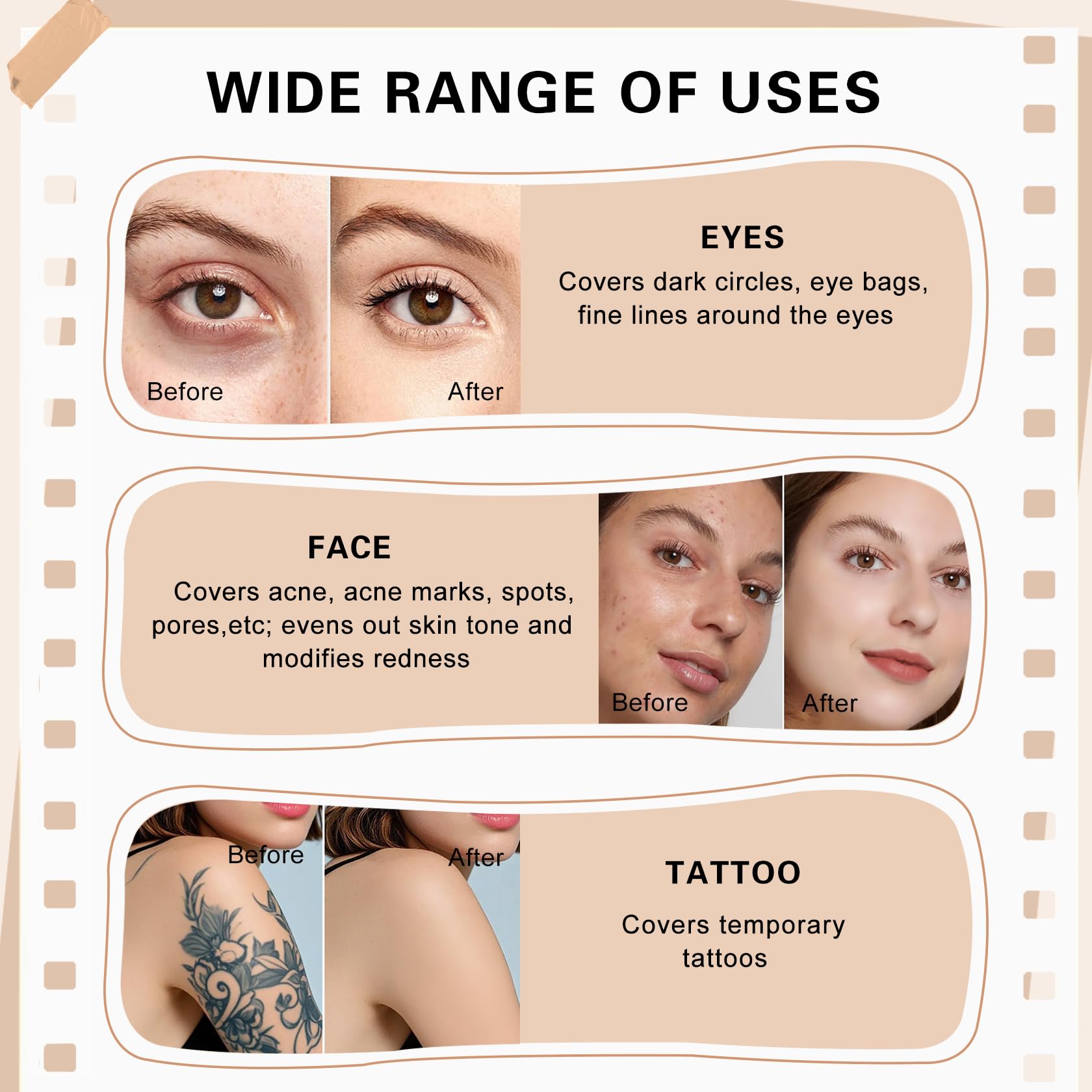 LZXLUKGIR eye-area concealer applies around the eyes for an even skin tone.