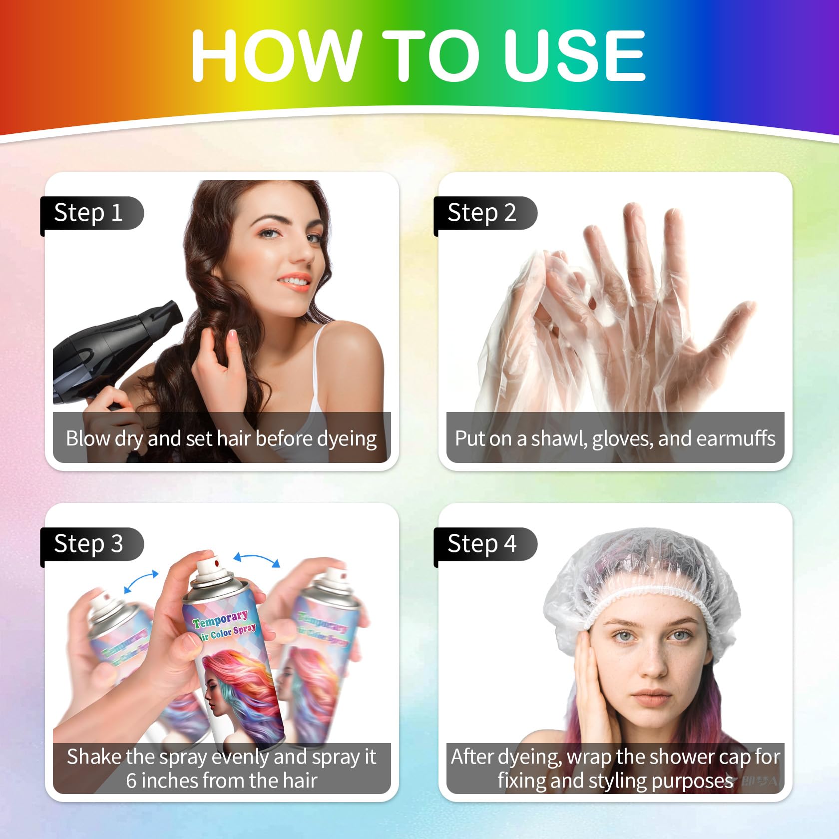 LZXLUKGIR white spray on hair creating temporary white color coverage.