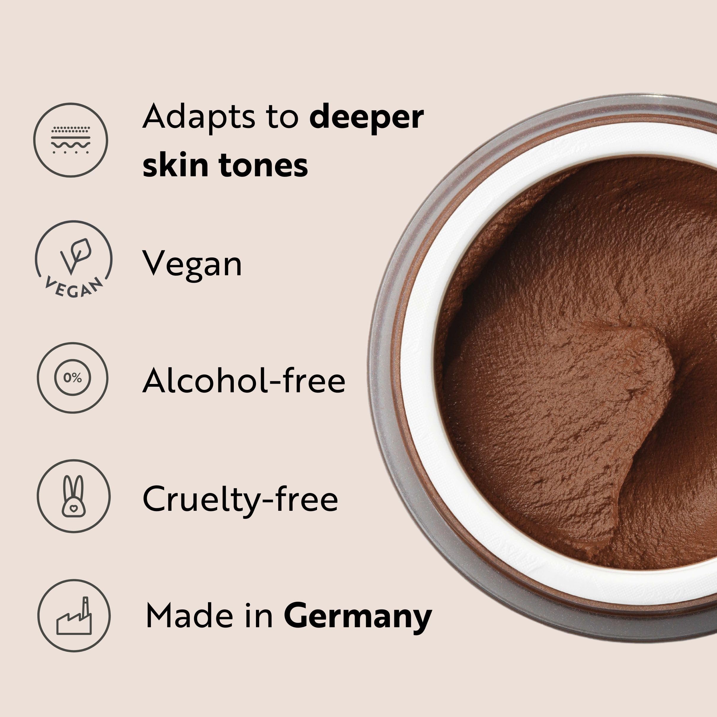 M. Asam mousse applied with brush for seamless coverage