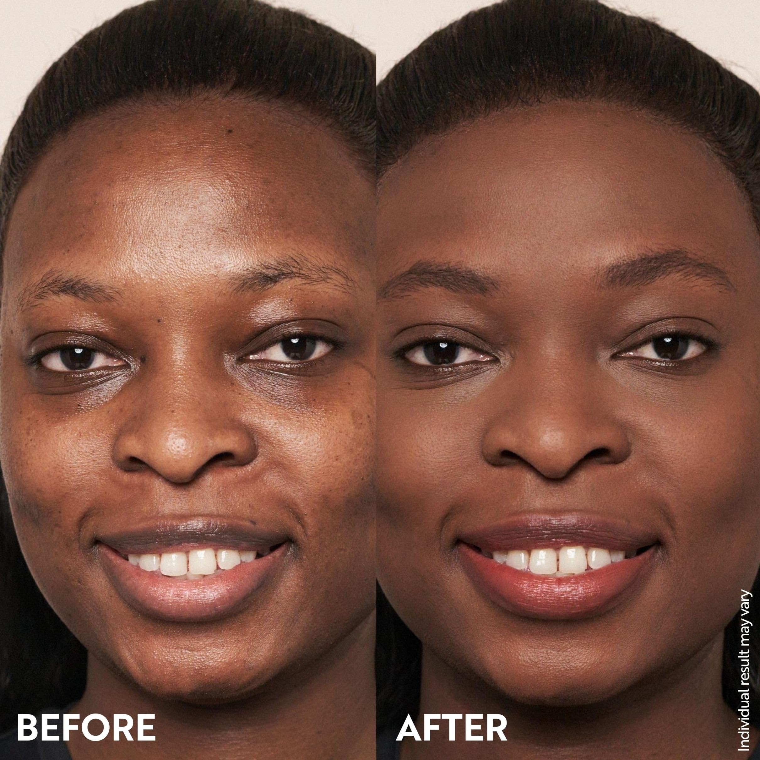 Base shade swatch provides even skin tone for light to medium complexions