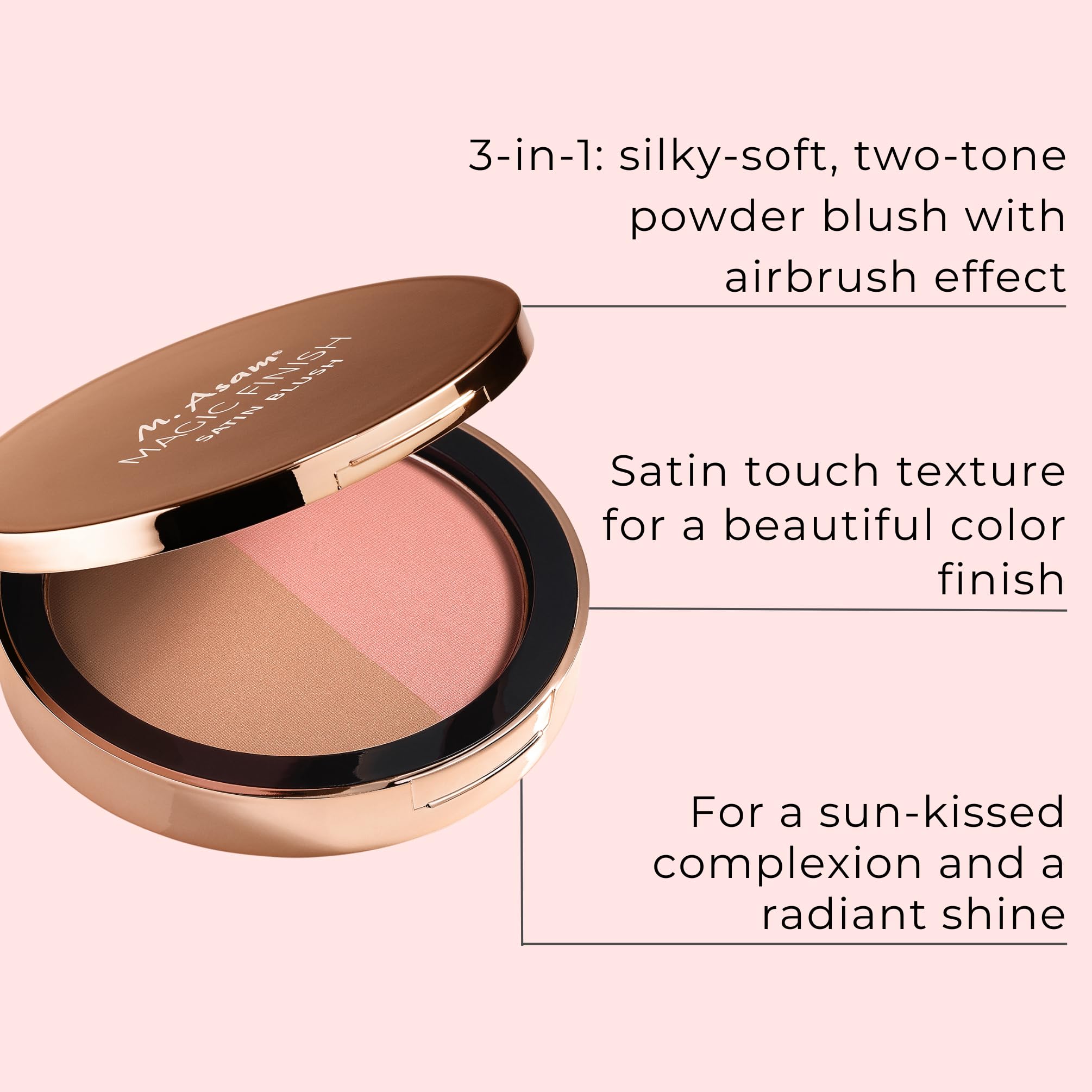 M. Asam Magic Finish Satin Blush Nude Flush blends smoothly for a fresh, radiant look.