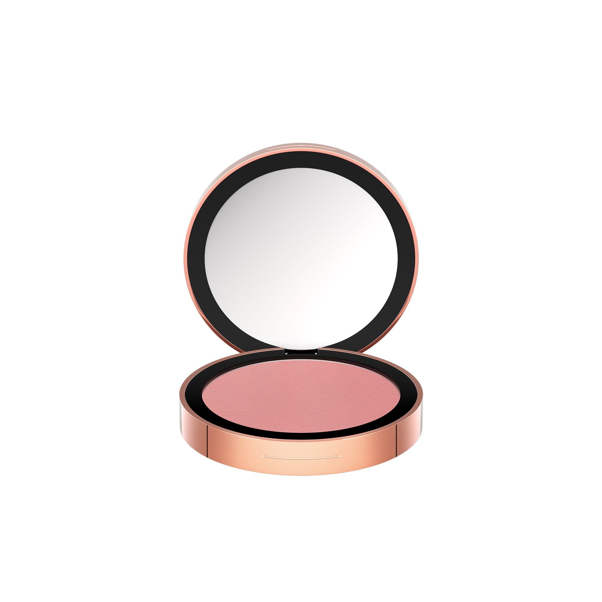 M. Asam Magic Finish Satin Blush Peachy Rose compact with mirror for on-the-go touch-ups.