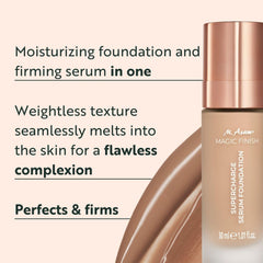 M. Asam MAGIC FINISH serum swirl highlights creamy texture for seamless blending.