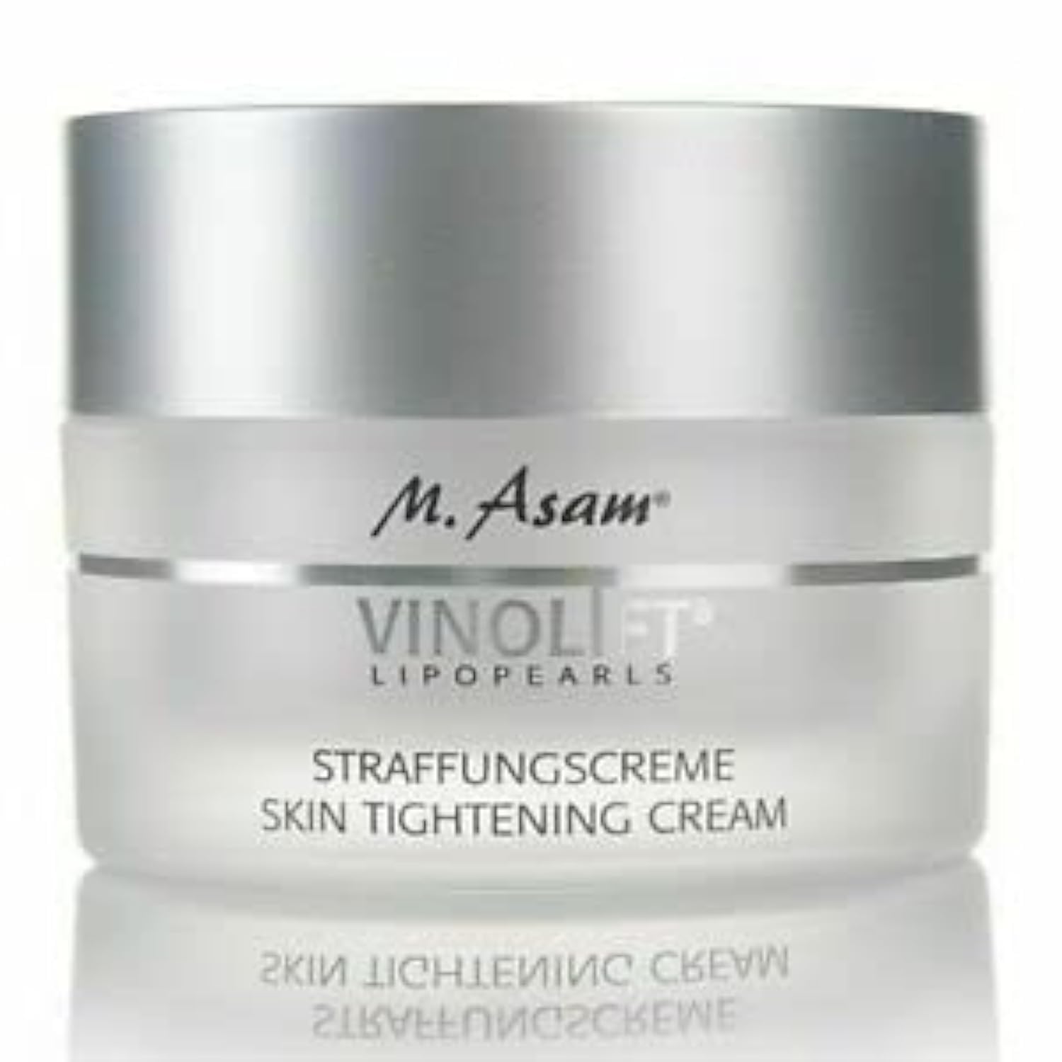 M. Asam Vinolift jar closeup showing rich, hydrating texture for firming effects.