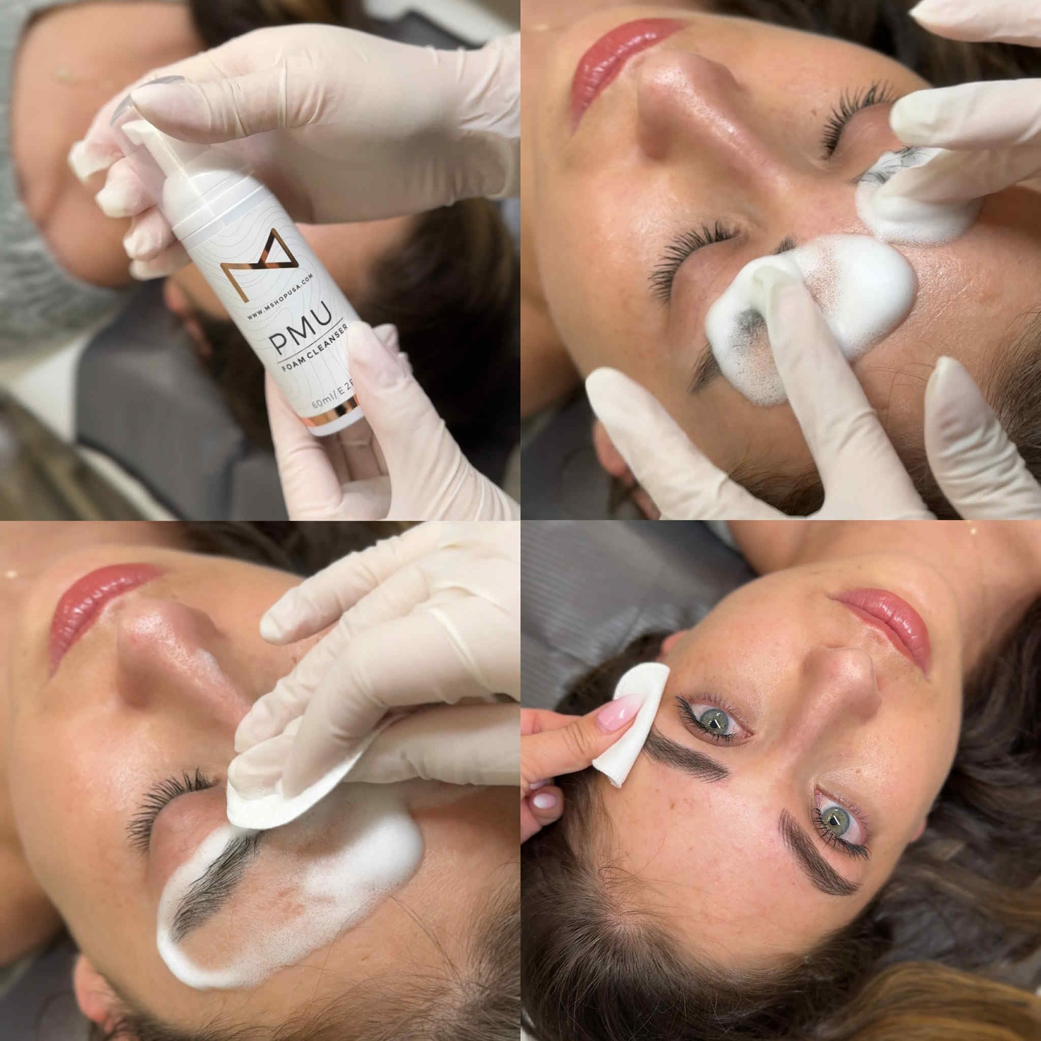 M eyelash extensions cleanser in use for safe extension care