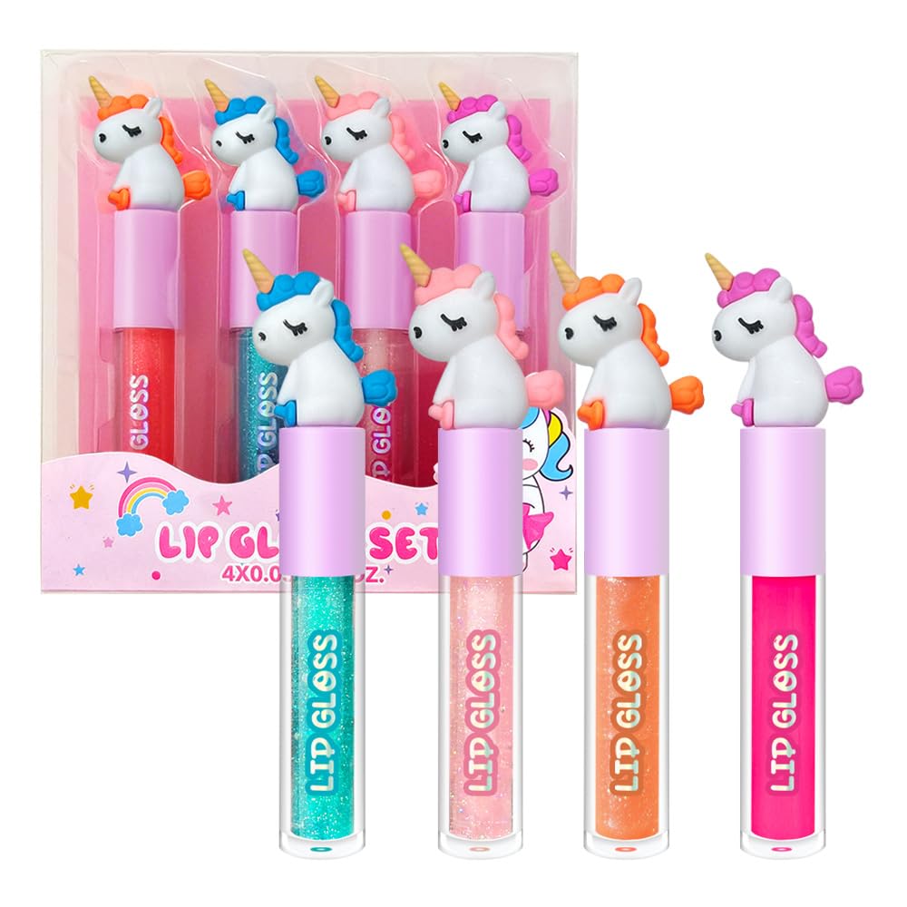 M&U MAKE YOU UP unicorn lip gloss sticks set with charms for playful party favors.