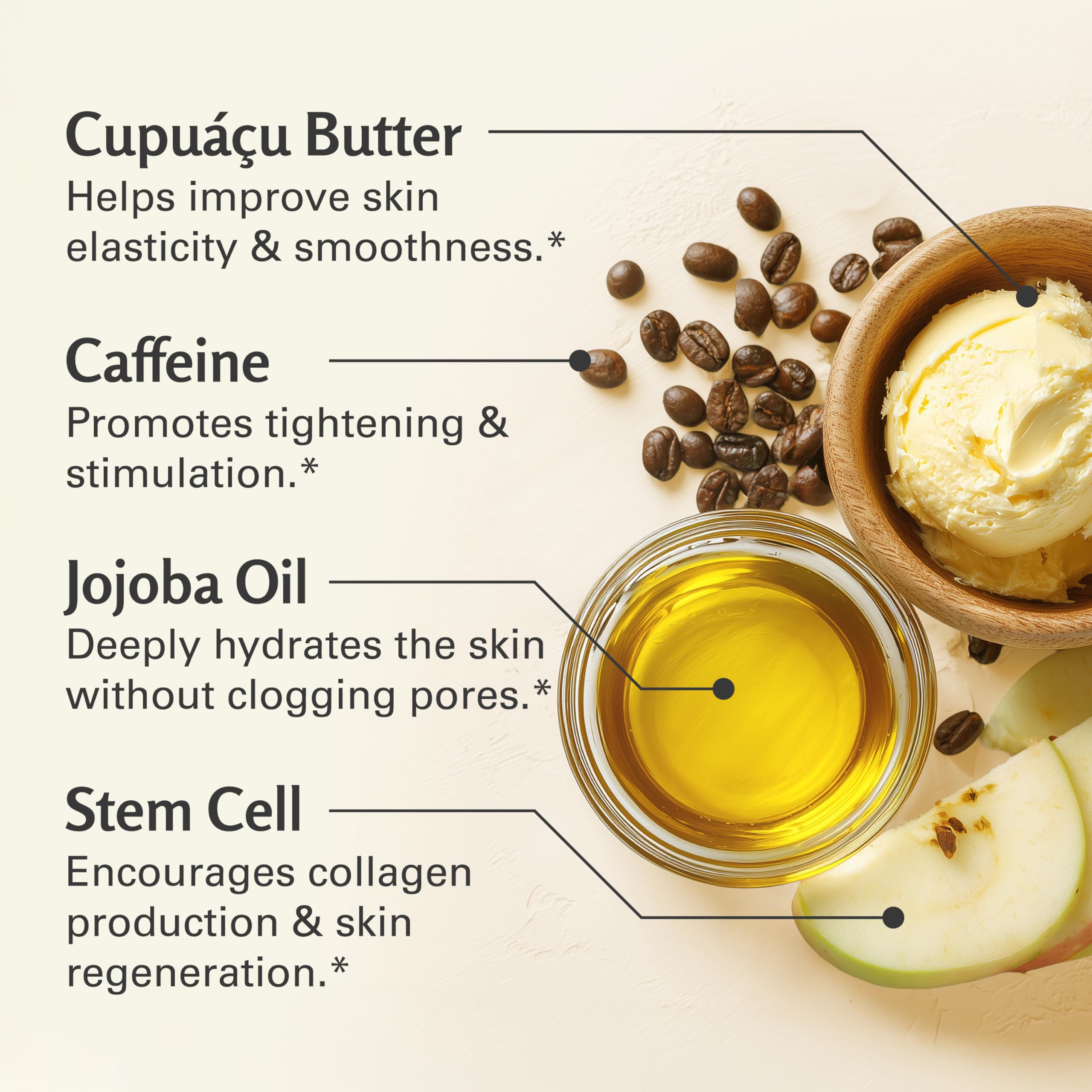 M3 Naturals jojoba oil bottle beside scrub jar nourishes skin.