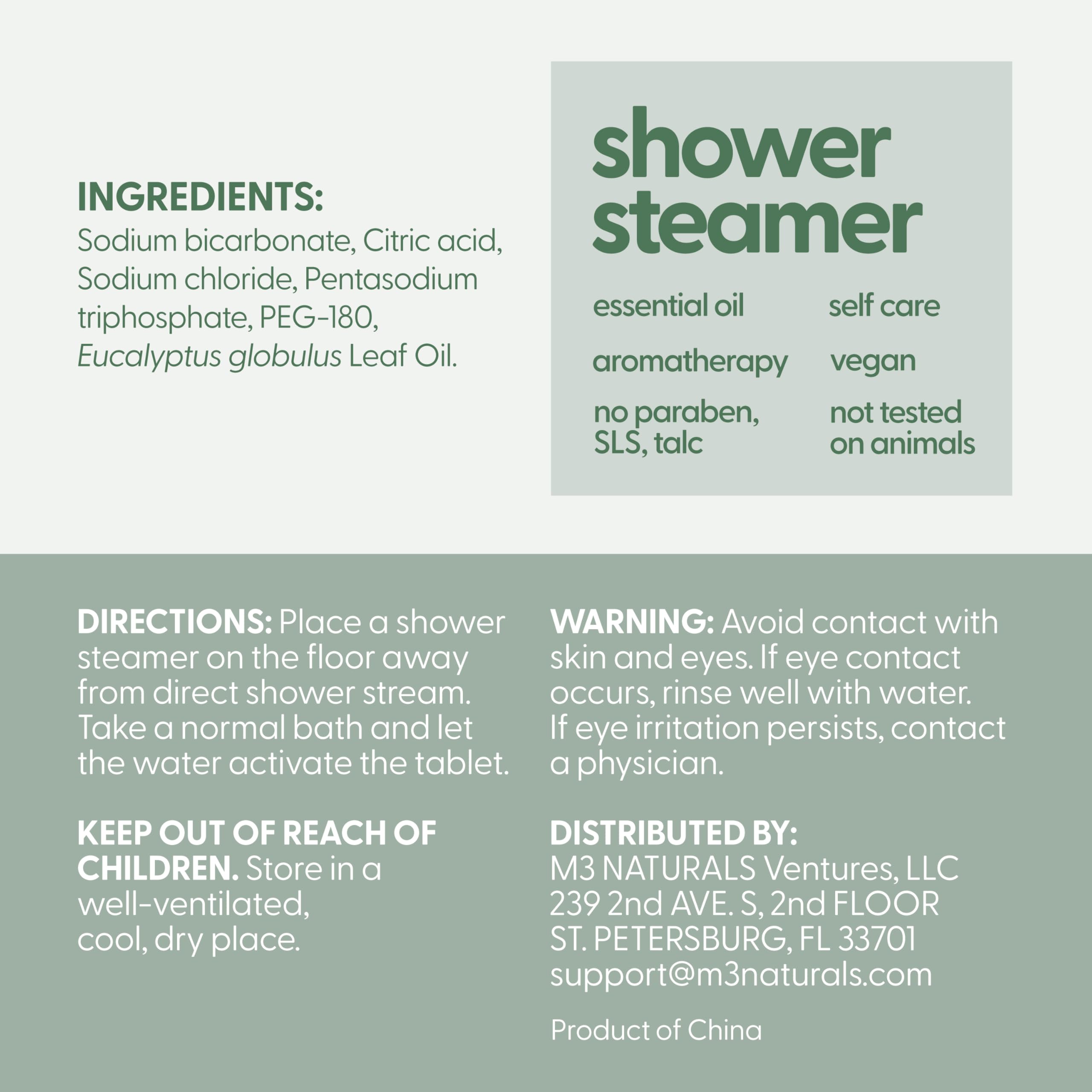 M3 Naturals eucalyptus steamers with relaxing scent for stress relief