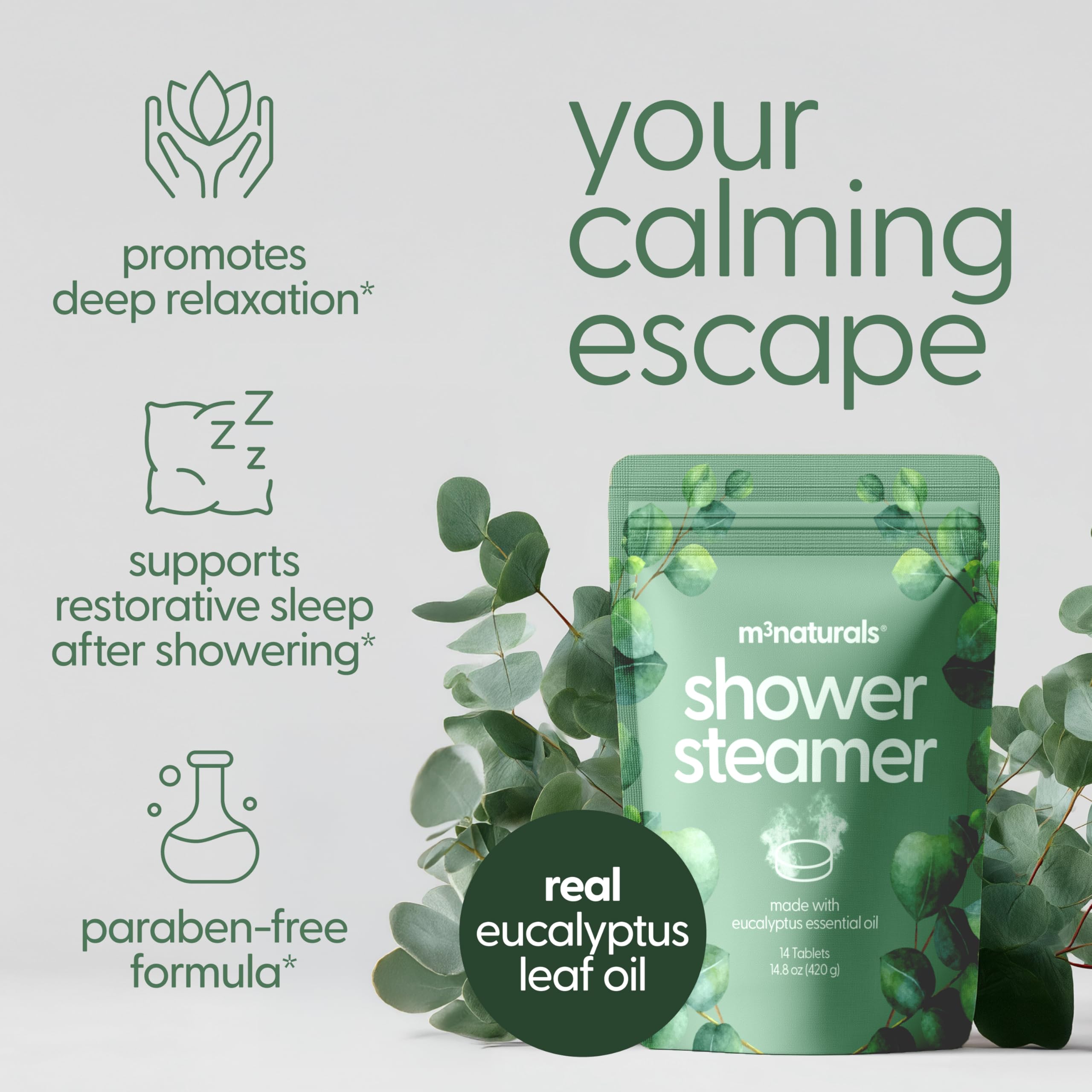 M3 Naturals eucalyptus steamers individually wrapped for fresh use