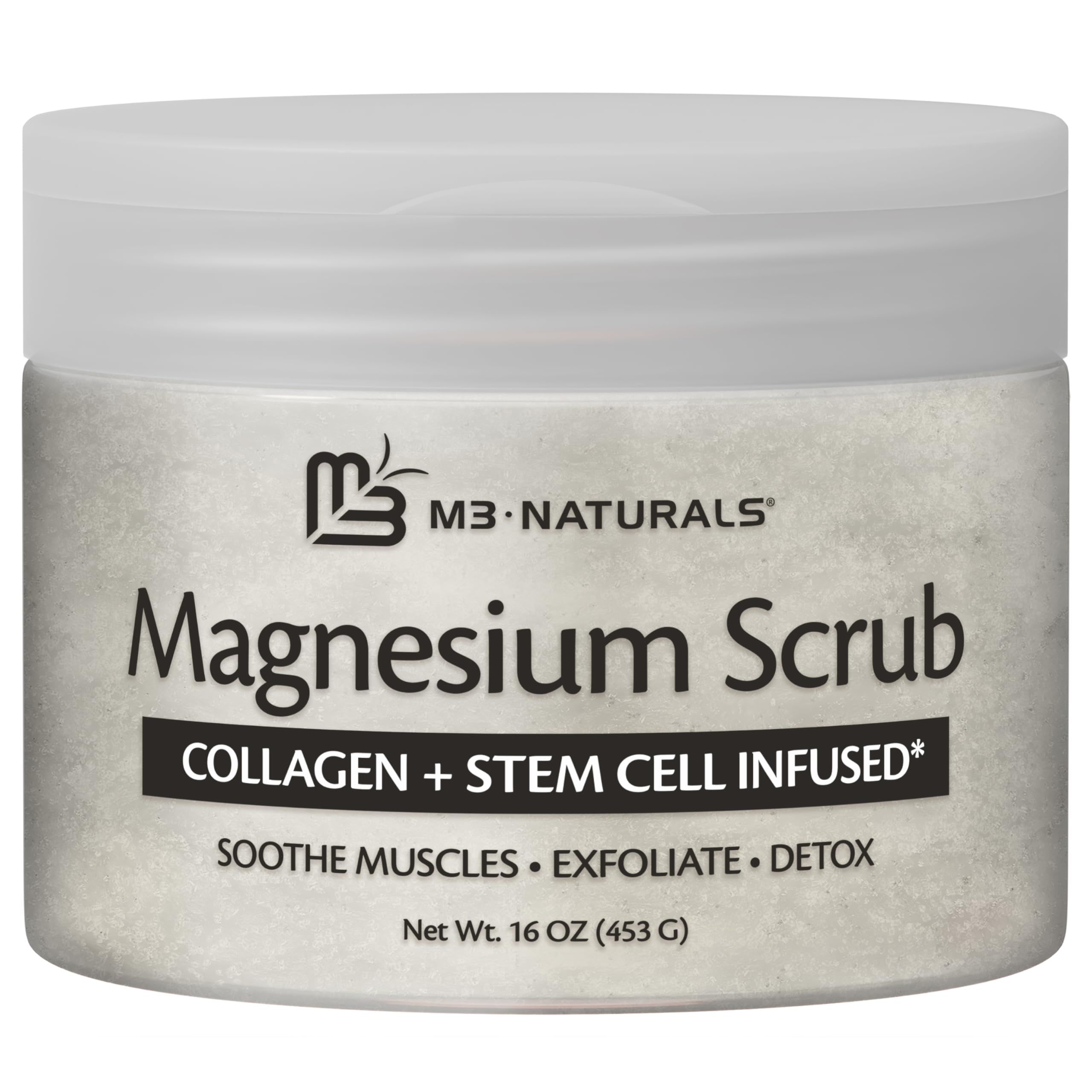 M3 Naturals Dead Sea salt crystals in scrub.
