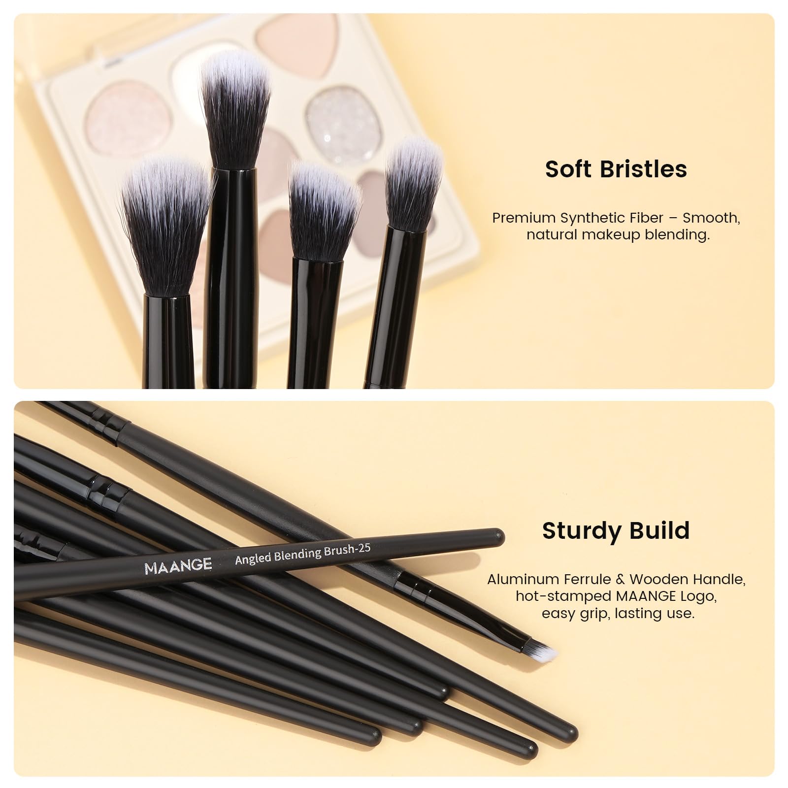 MAANGE ergonomic handles with labels for easy brush identification