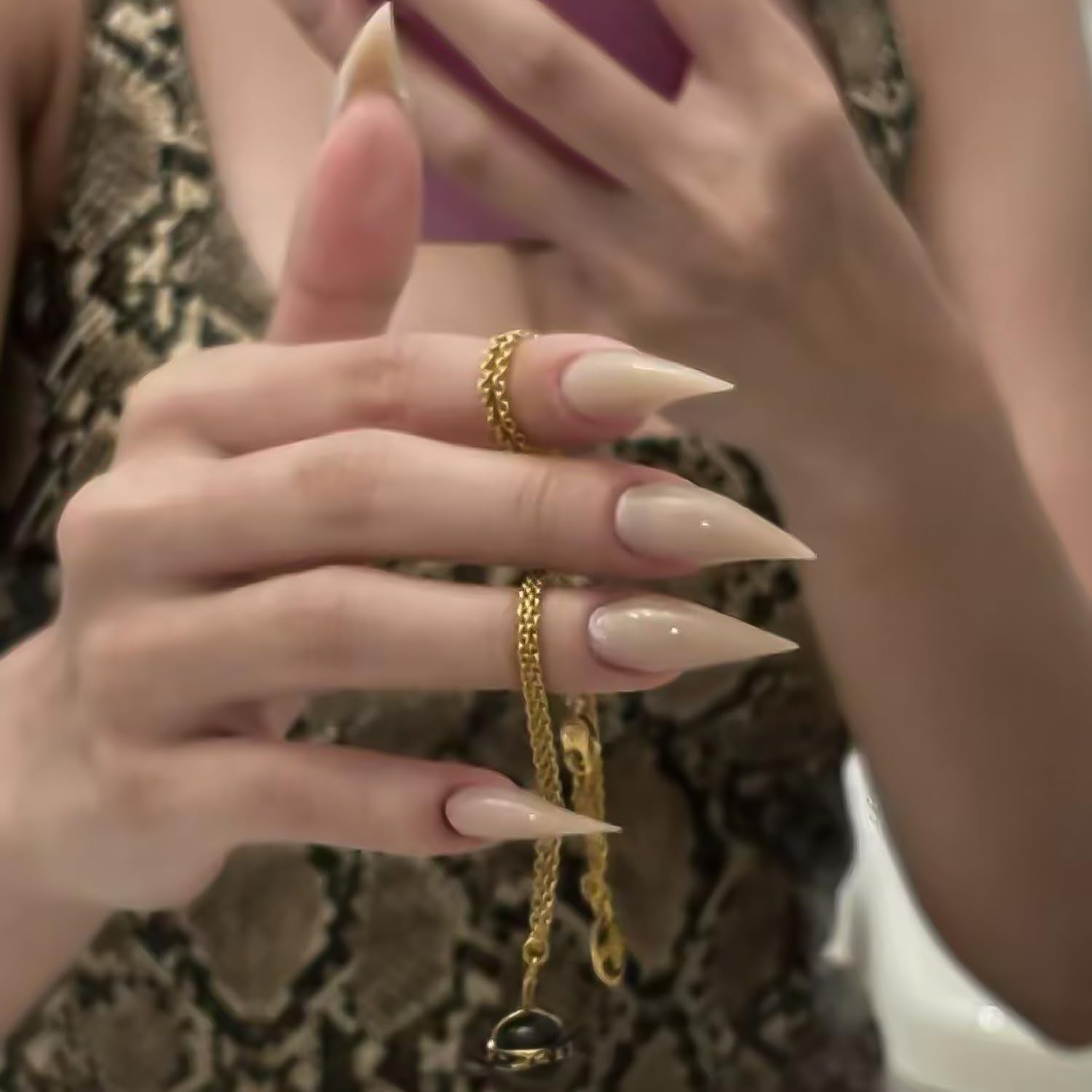 MABKJLF ABS-durable thick acrylic nails designed for reusable, long-lasting fashion wear.