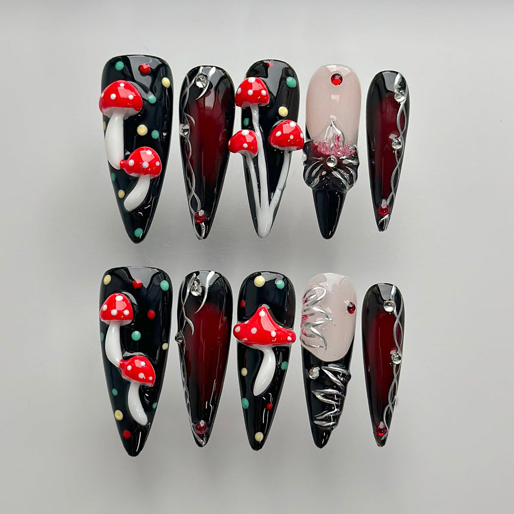 MABKJLF stiletto nails with rhinestones for a glossy statement look