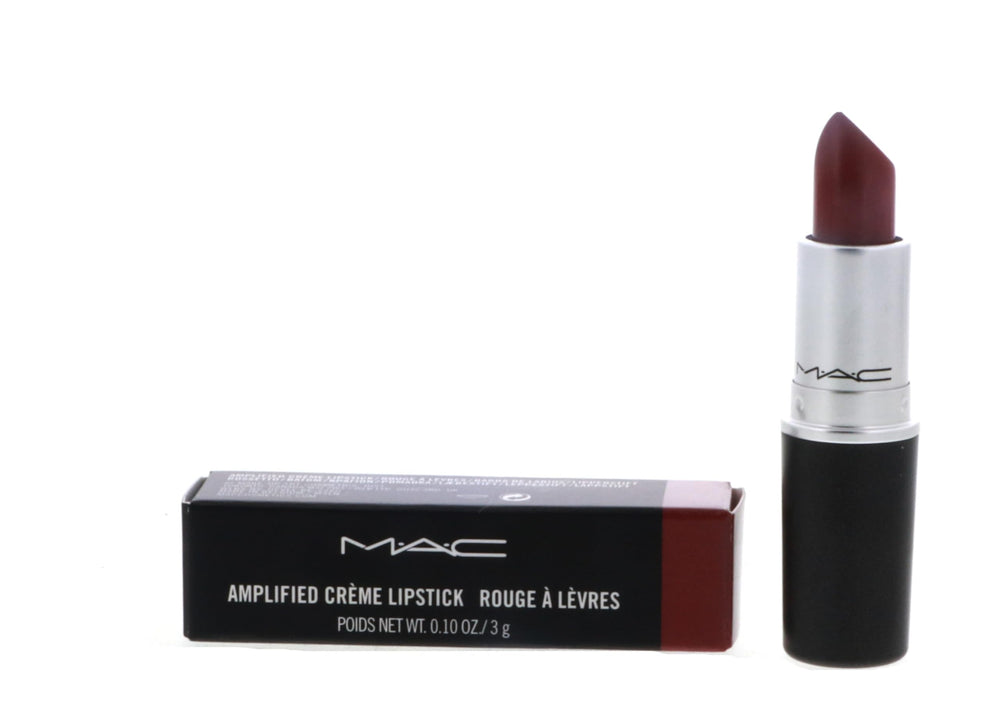 MAC Amplified Creme Lipstick Dubonnet tube close-up showing rich color payoff