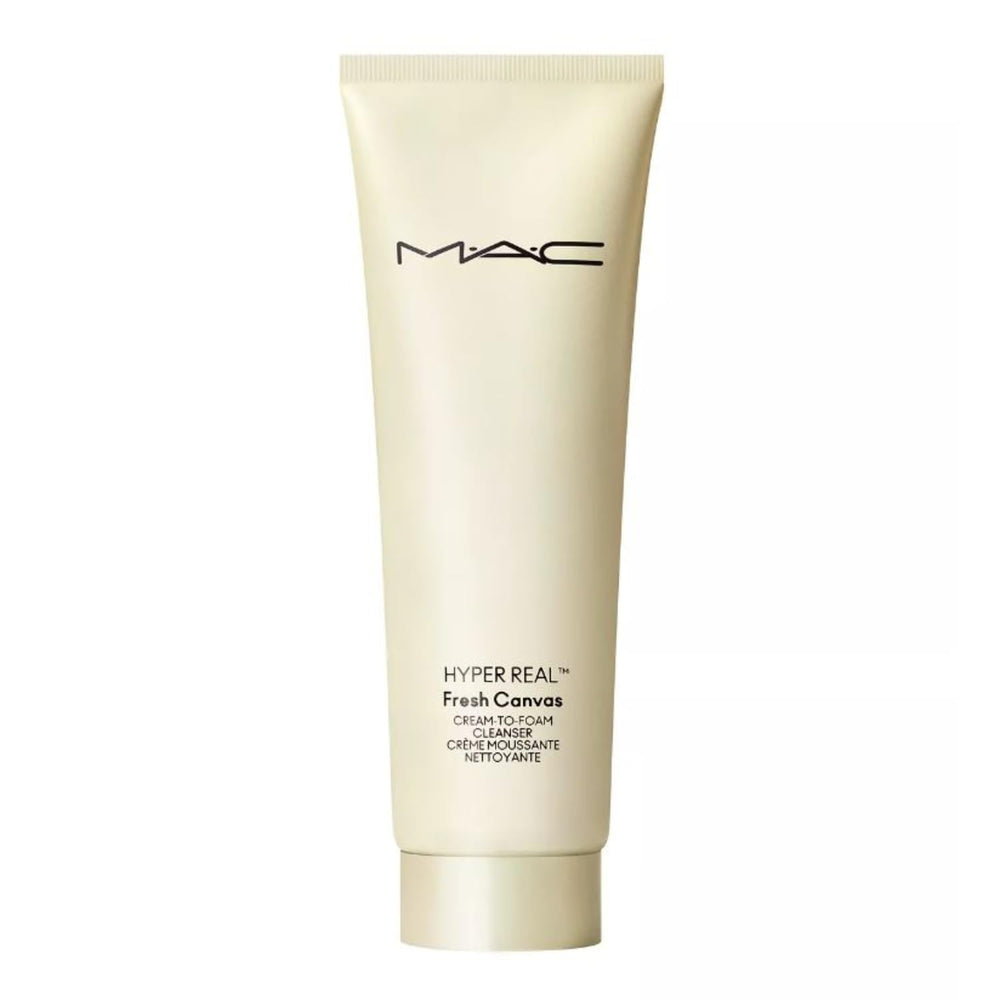 Mac Cosmetics Hyper Real Fresh Canvas cleanser bottle for a gentle makeup-removing ritual.