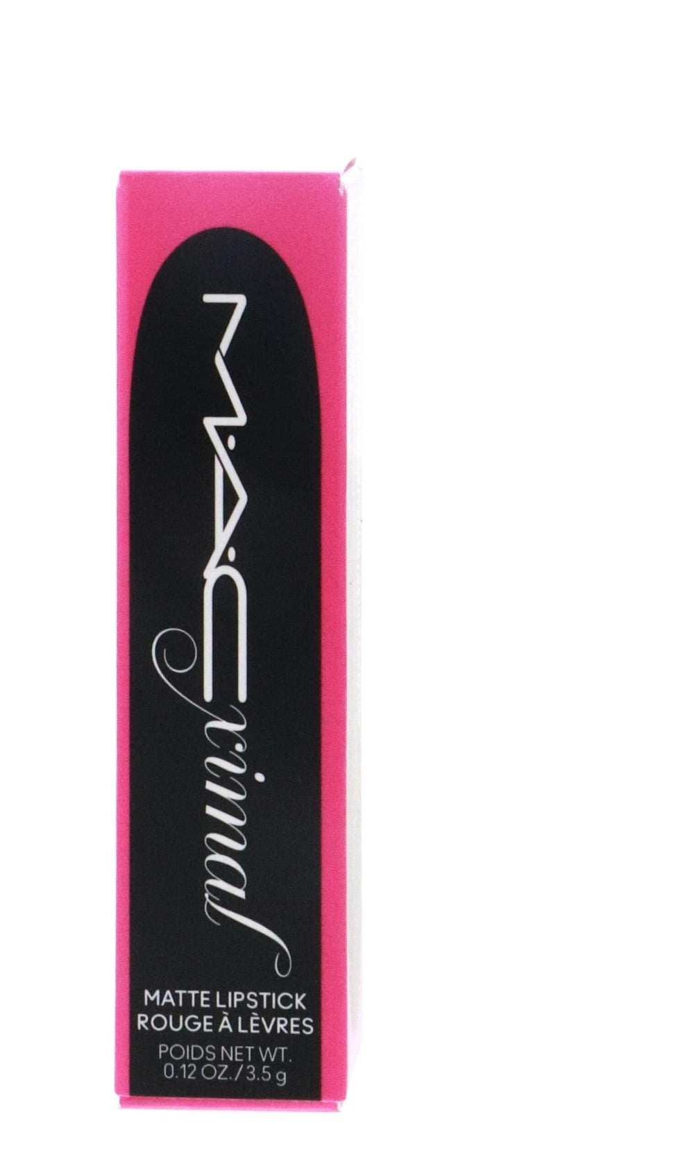 MAC M·A·CXIMAL on lips displaying full-coverage pink shade.