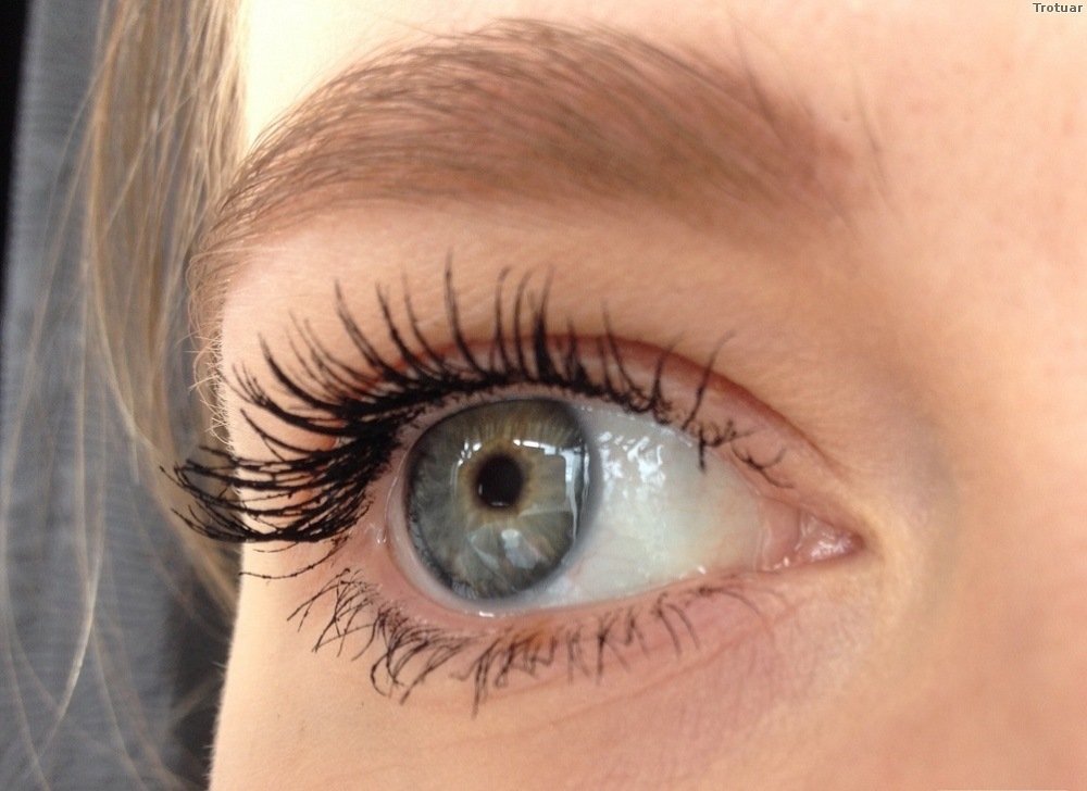 MAC mascara closeup on eyes suggests long-lasting wear and definable separation.