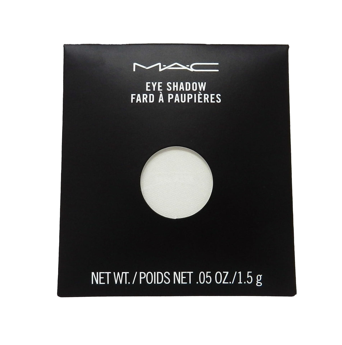 MAC Eye Shadow Pro Palette refill pan White Frost shows a luminous shimmer for eye highlights.