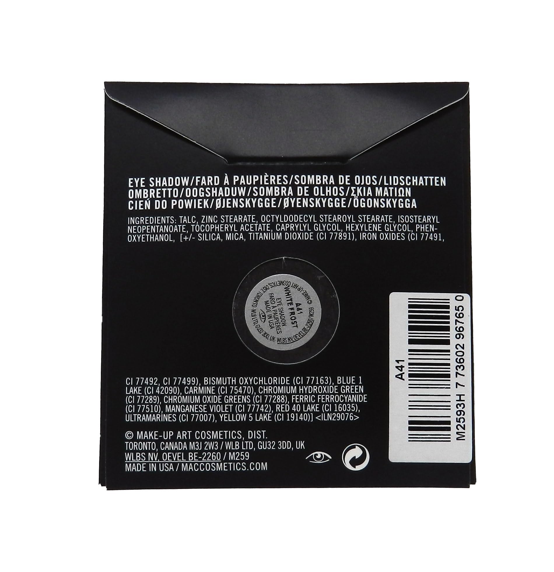 MAC Eye Shadow Pro Palette White Frost close-up demonstrates creamy, blendable shimmer for versatile looks.