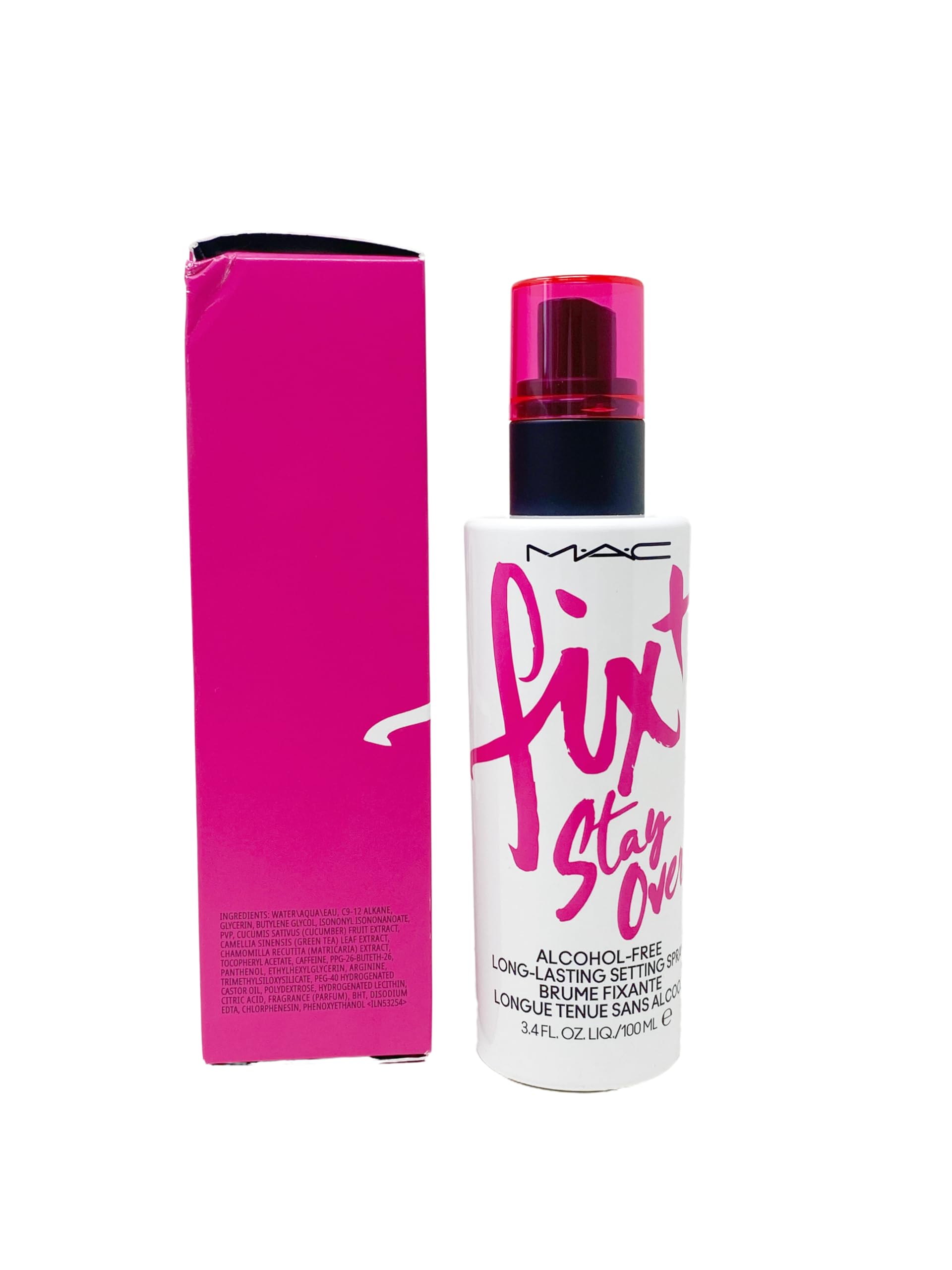 MAC Fix+ Stay Over setting spray in action, delivering refreshing finish and pollution protection.