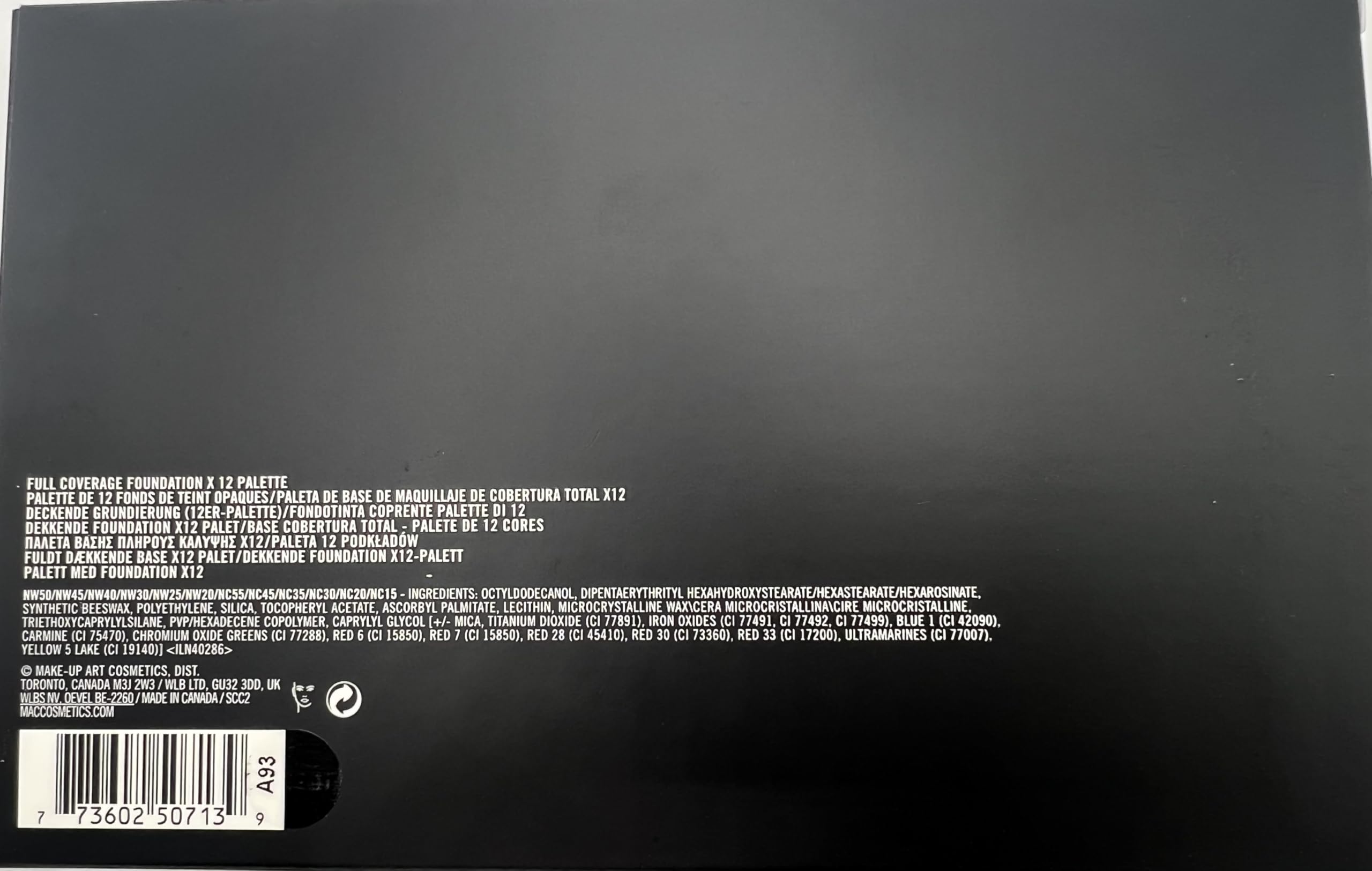 MAC Full Coverge Foundation X12 Palette application techniques for adjustable coverage.