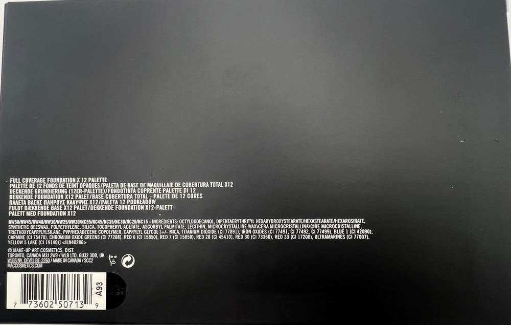 MAC Full Coverge Foundation X12 Palette application techniques for adjustable coverage.