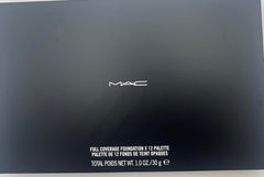MAC Full Coverge Foundation X12 Palette water-resistant finish supports long wear.