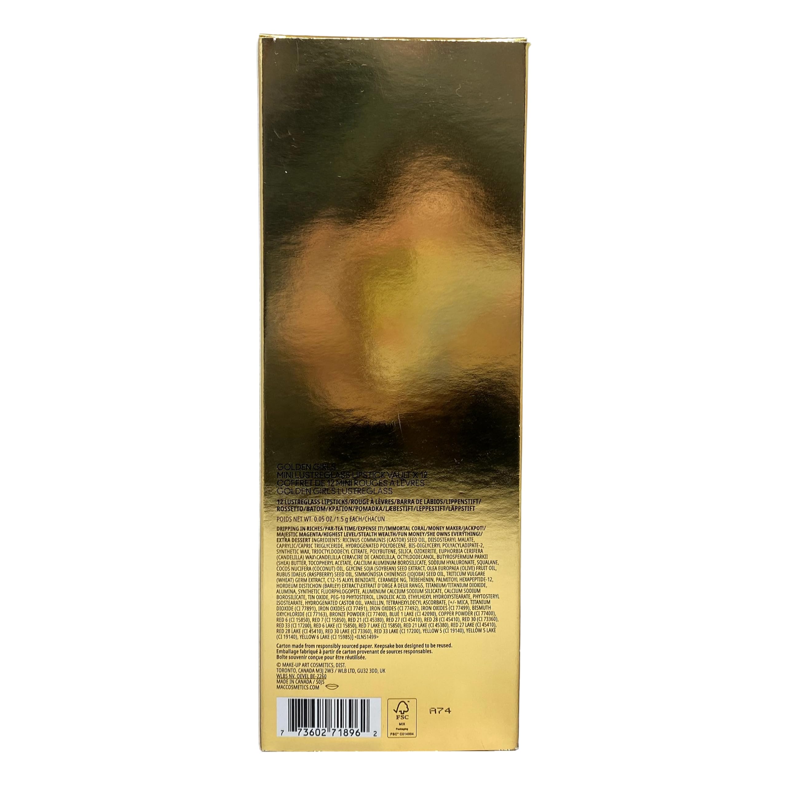 Gift-ready gilded box packaging by MAC for premium presentation.