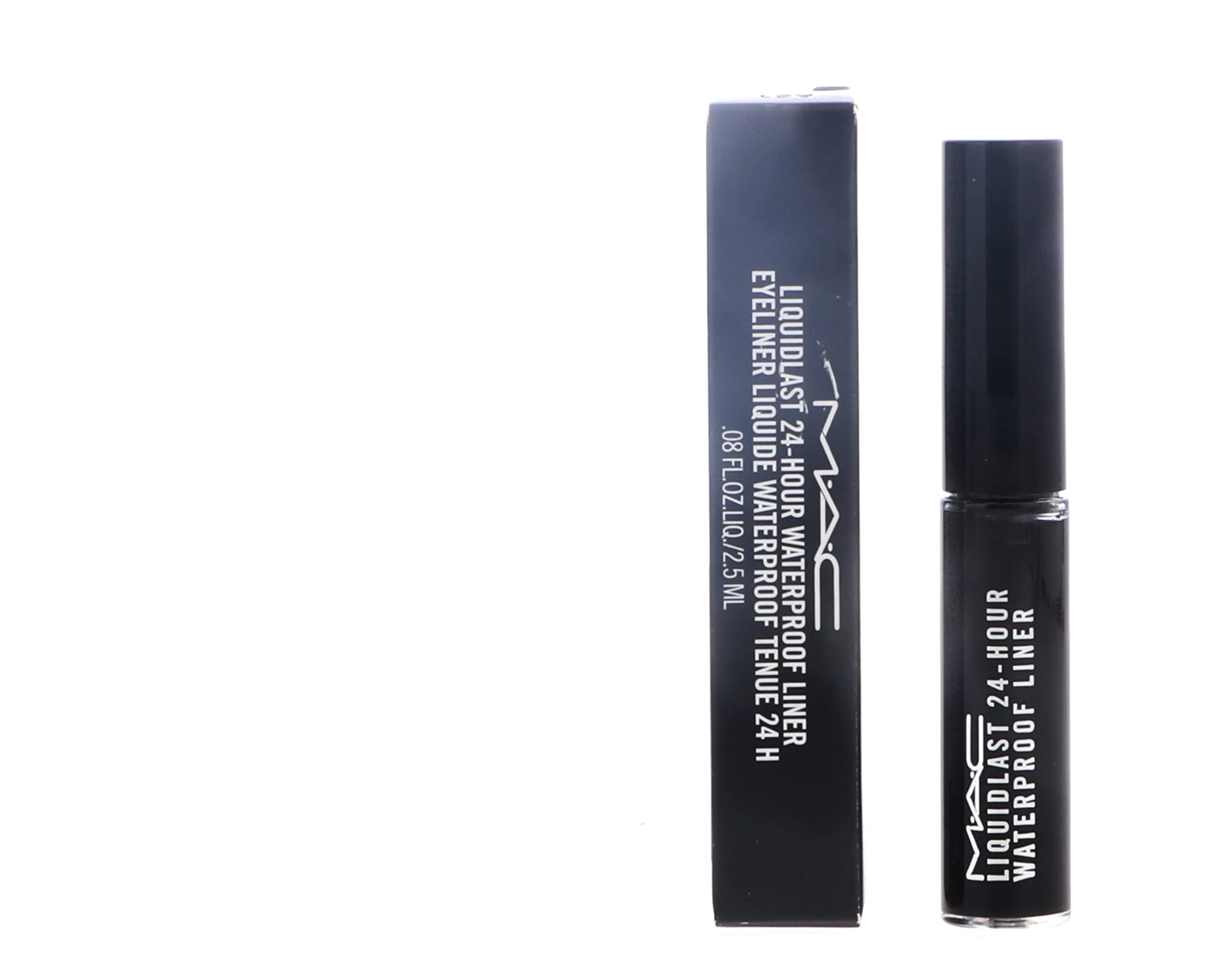 MAC Liquidlast Point Black eye wing application demonstrates dramatic definition.