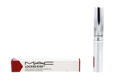 MAC Locked Kiss 24HR lipstick 95 Vicious tube shows bold matte color for long wear.
