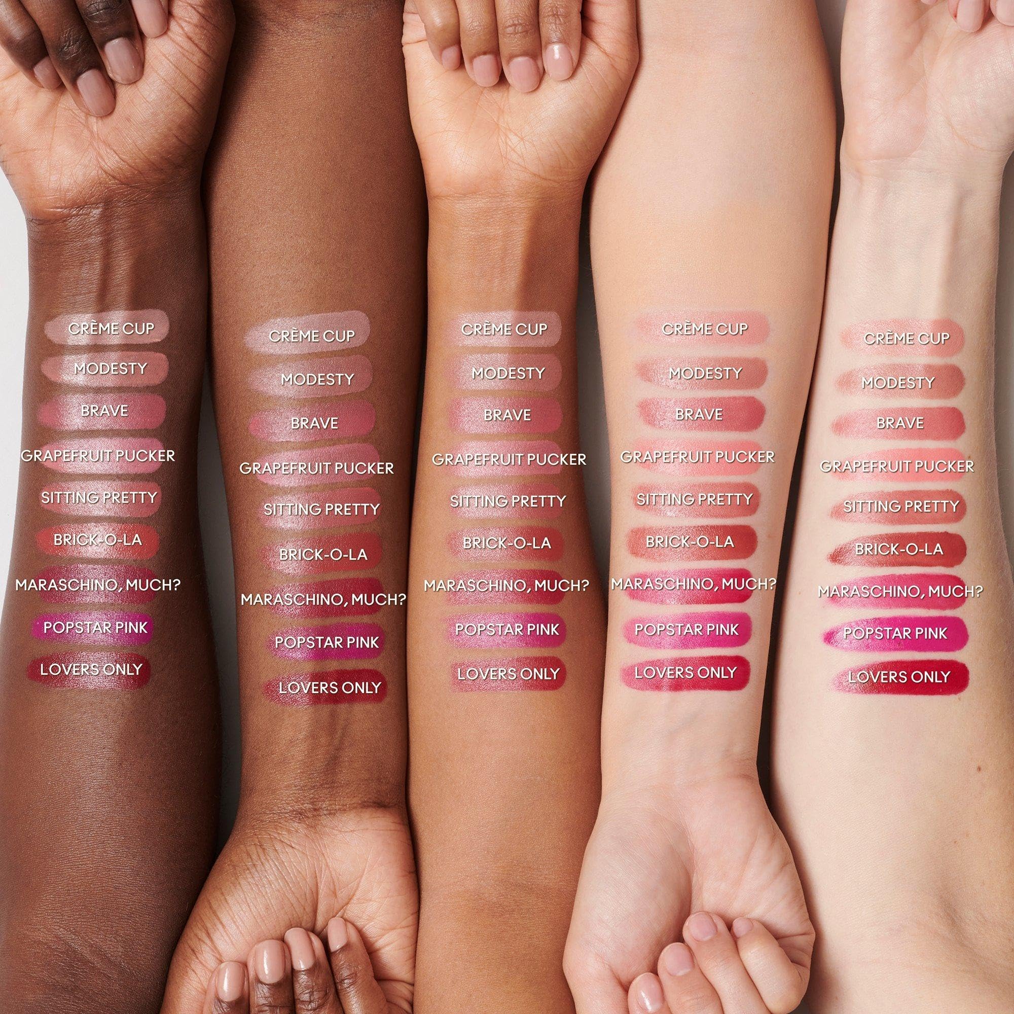 MAC M·A·Cximal Brick-O-La lip hydration visible on lips