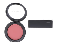 MAC Pinch Me blush brush application demonstrates buildable color and silky texture