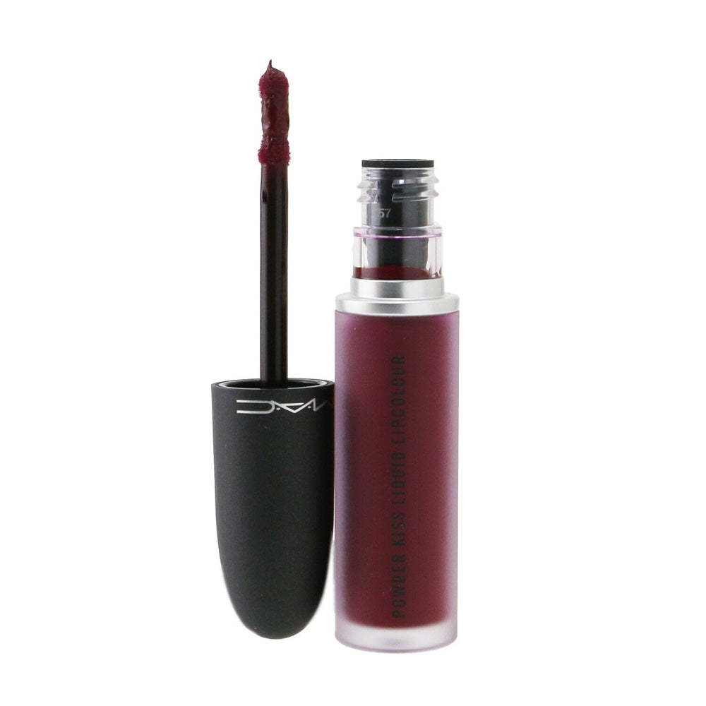 MAC Powder Kiss Lipcolour 988 applicator hugs lips for precise color.