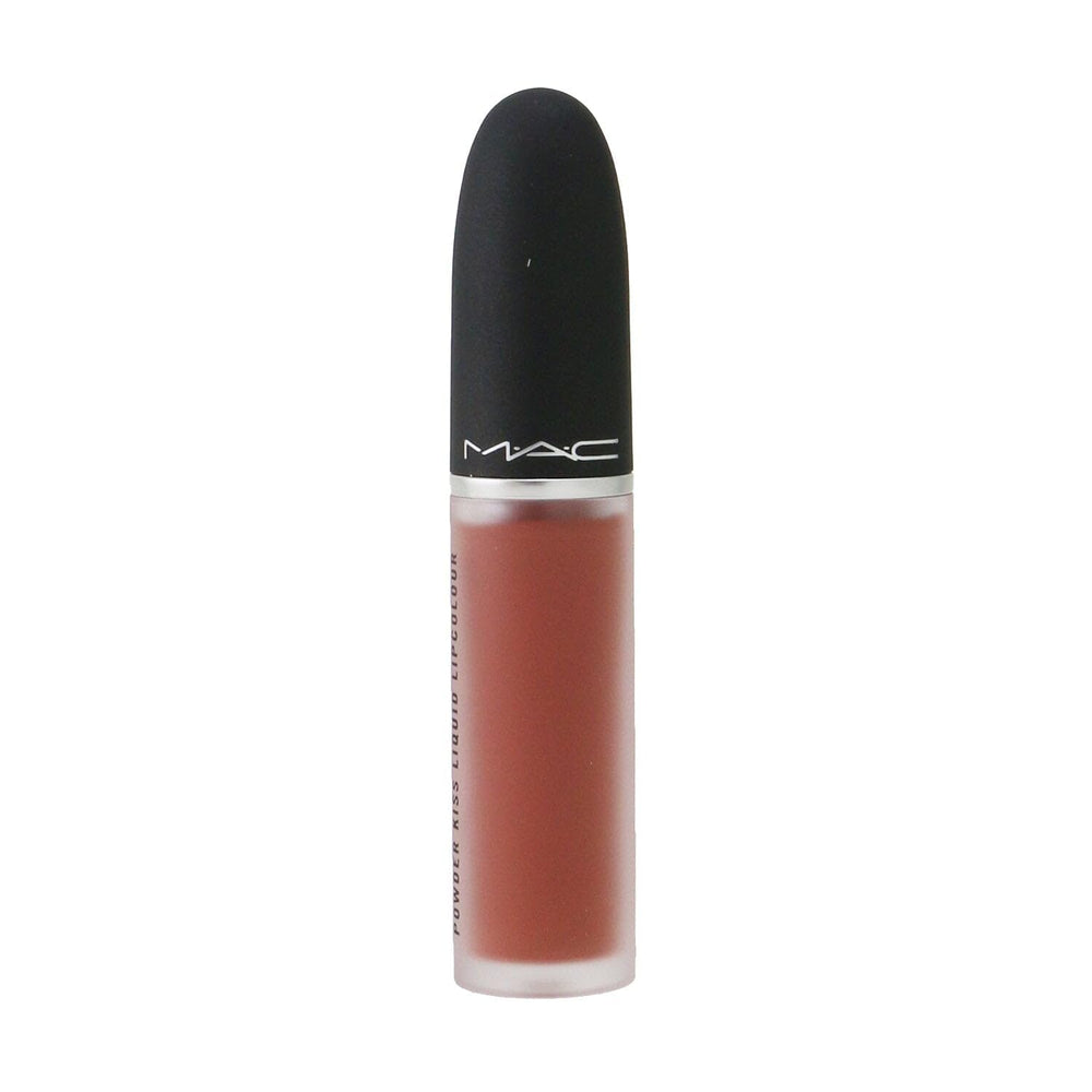 MAC Powder Kiss applicator hugs lips for even color distribution.
