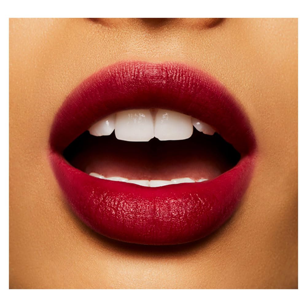 MAC Powder Kiss Liquid Lipcolour Burning Love mousse texture close-up for precise application.