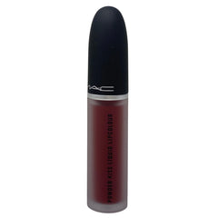 MAC Powder Kiss Fashion Emergency on lips shows soft-focus moisture-matte finish