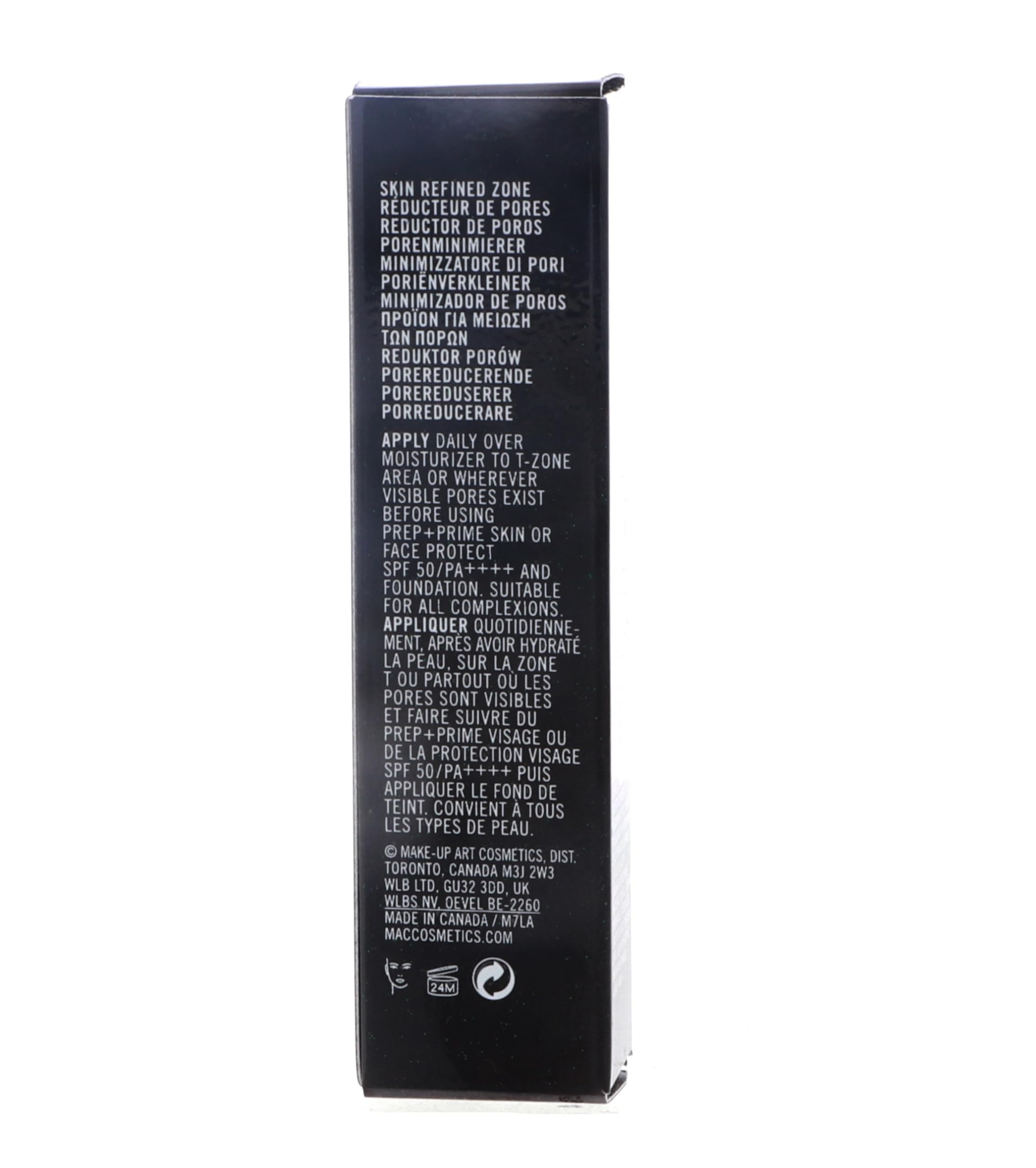 MAC Prep + Prime Skin Refined Zone Treatment packaging communicates premium quality.