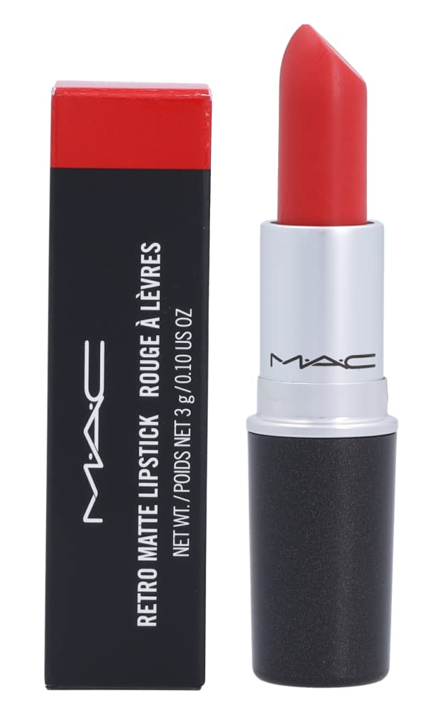 MAC Retro Matte Lipstick Dangerous packaging highlights travel-friendly size.