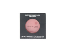 MAC Sheertone Shimmer Blush Peachykeen compact shows sheer glow for everyday warmth.