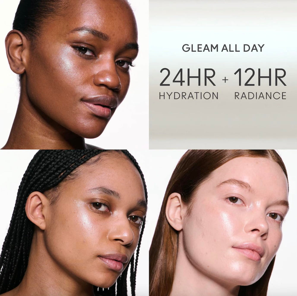 Wearing glow finish on a natural skin tone for day-to-night radiance