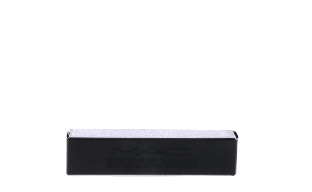 MAC Squirt Plumping Gloss Stick glossy finish enhances lip contours.