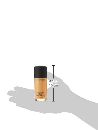 Model wearing MAC NC42 shade with natural matte look.