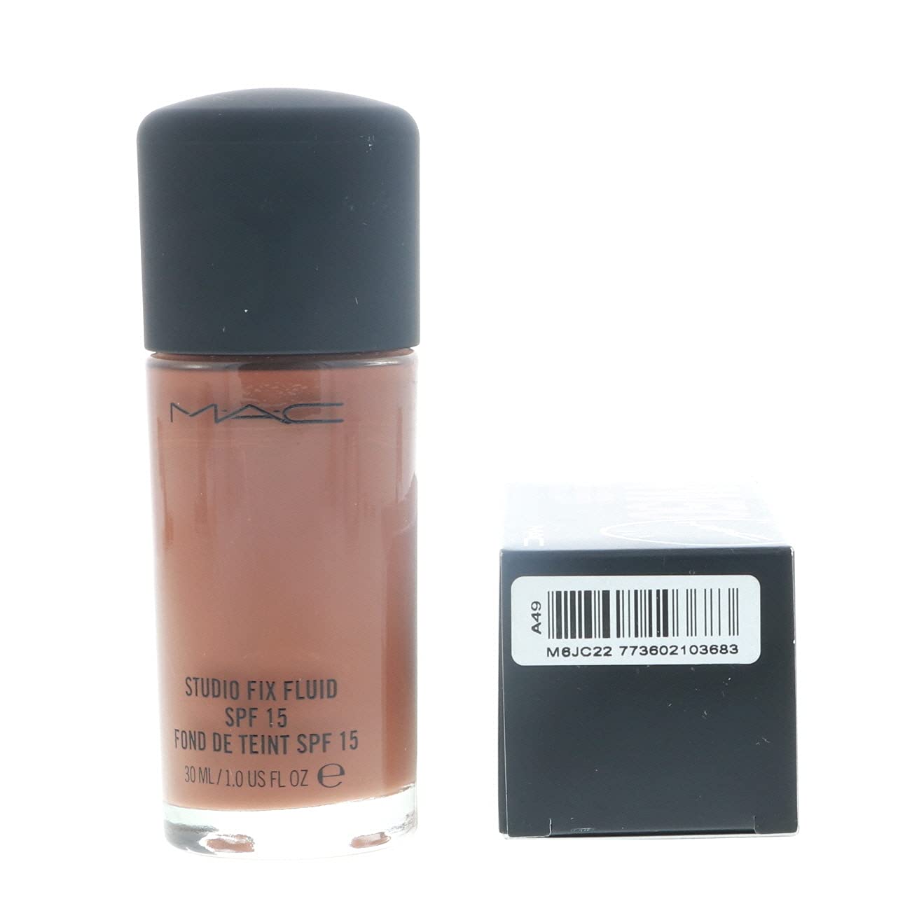 MAC Studio Fix Fluid NW50 close-up swatch shows deep tone