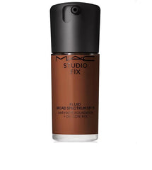 MAC Studio Fix Fluid bottle with SPF 15 for oil-free, long-wearing coverage.