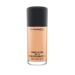 MAC Studio Fix Fluid SPF 15 NC16 bottle showing a matte, long-wearing finish for oily and combination skin