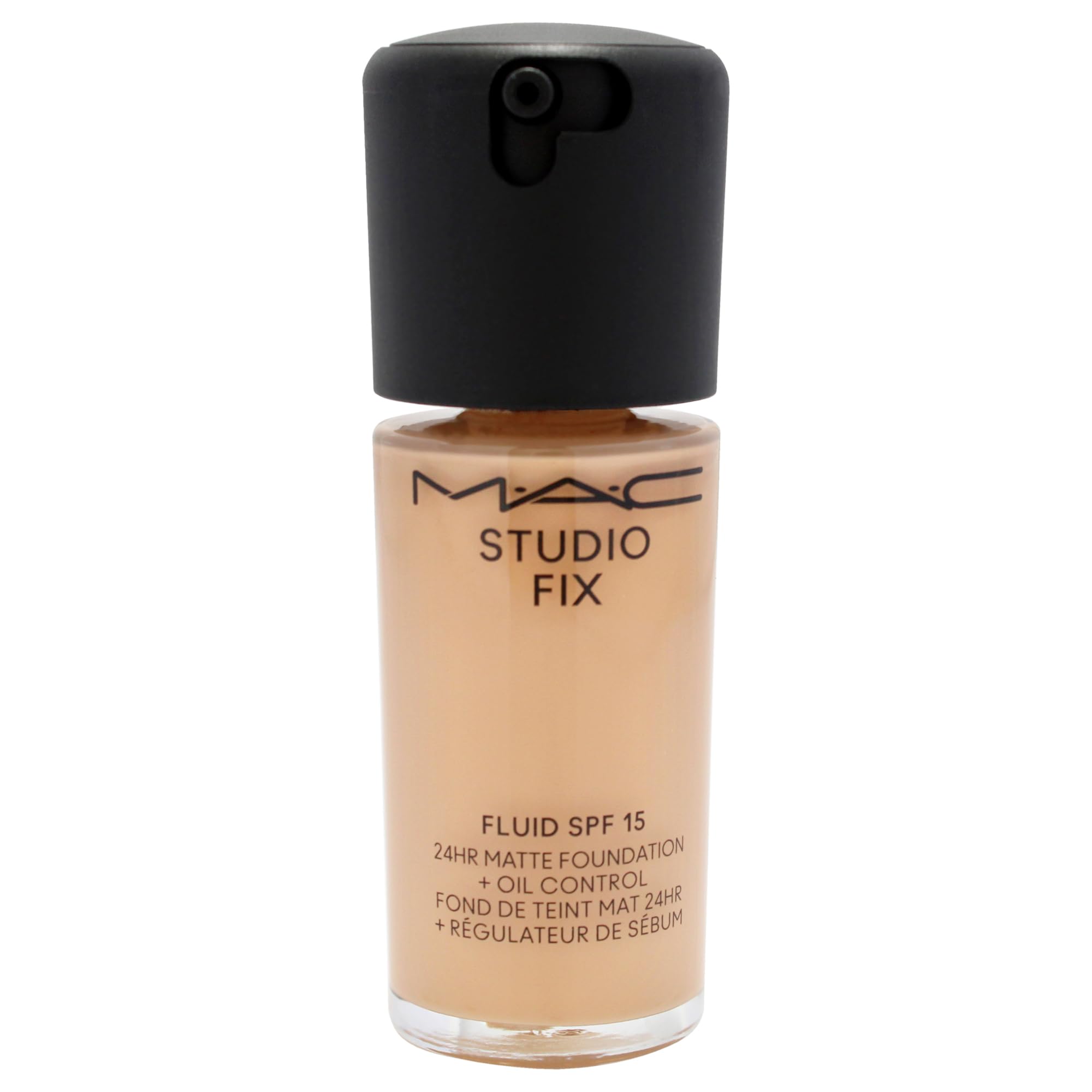 MAC Studio Fix Fluid texture close-up highlights creamy, blendable formula for easy application.