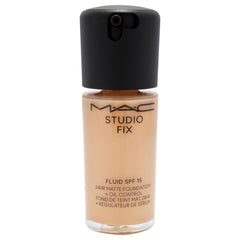 MAC Studio Fix Fluid texture close-up highlights creamy, blendable formula for easy application.
