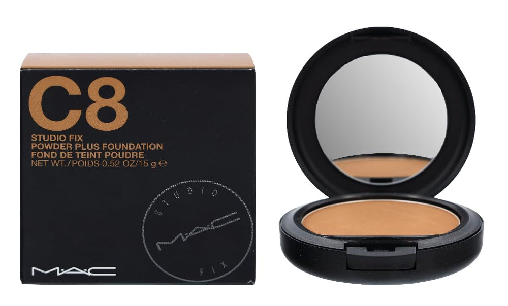 MAC Studio Fix Powder Foundation C8 compact delivers full matte coverage.