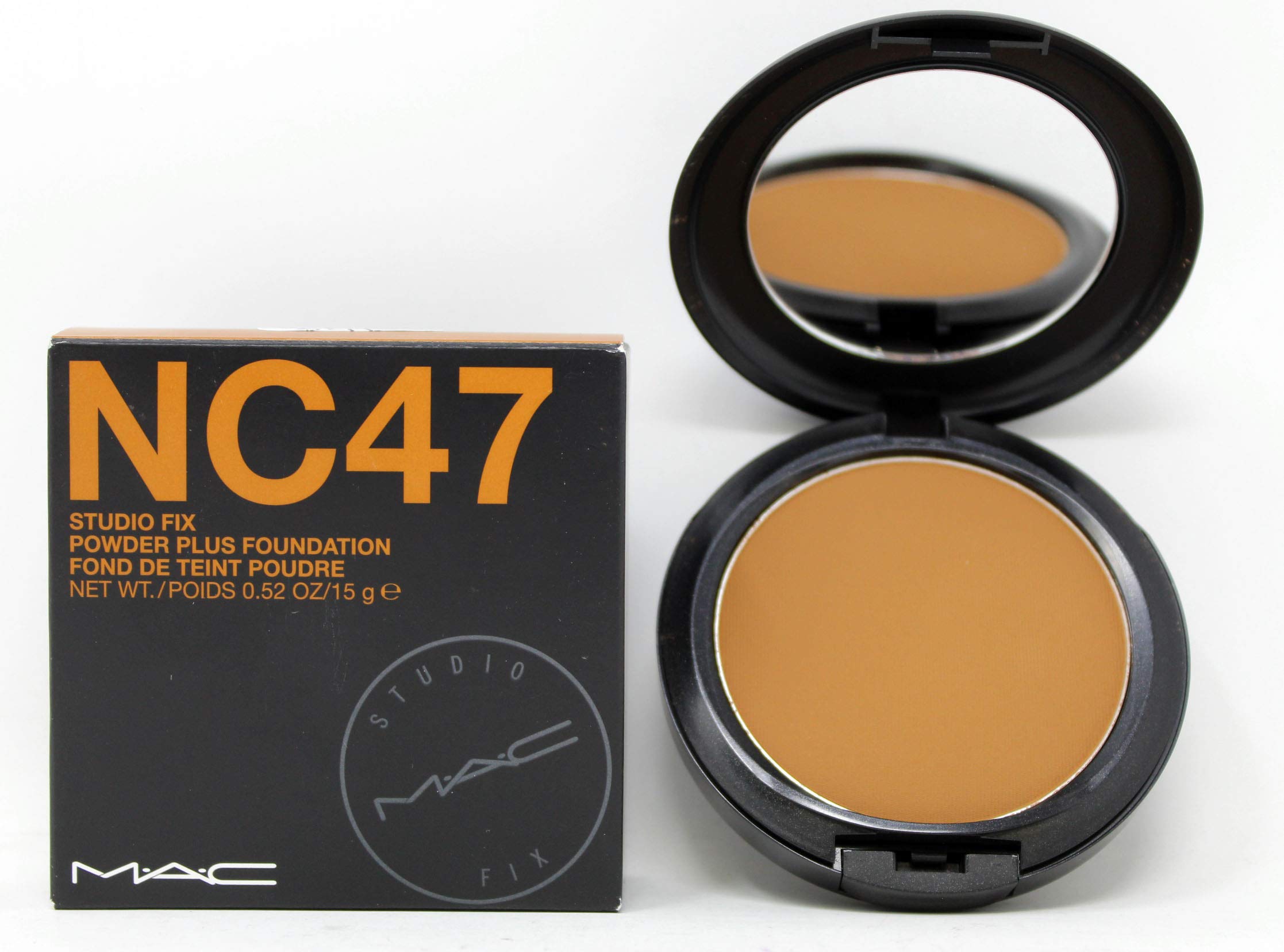 MAC Studio Fix Powder Plus Foundation NC47 compact with velvety matte finish and oil control benefits